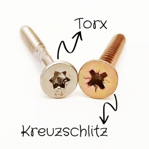 Torx und Kreuzschlitz Schraube