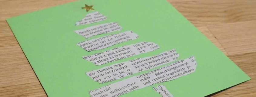 Weihnachtsbaum Karte aus Zeitungspapier