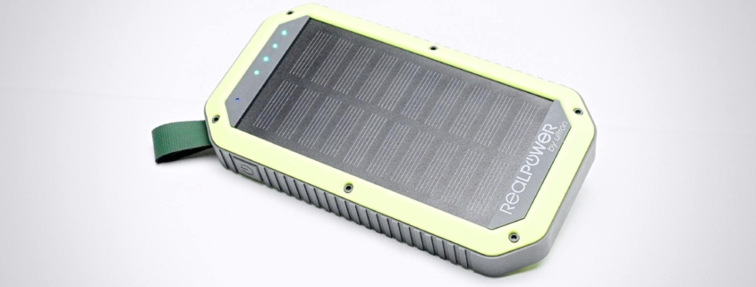 RealPower Solar-Powerbank mit LED-Lampe
