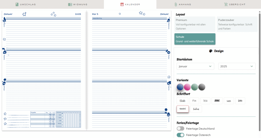 Designtool für Kalender von fotokalender.com