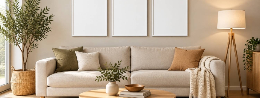 Bilder über dem Sofa anordnen